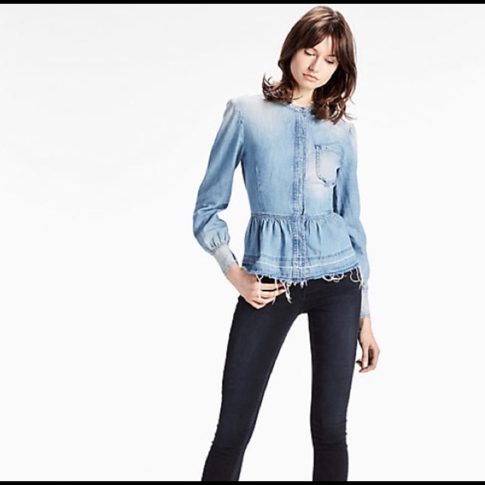 Lucky Brand Rebel Los Angeles Peplum Denim Shirt
